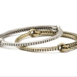 NWT Premier Designs Dynamic Duo 8 1/4" Two-Piece Bracelet Set Brass & Silver